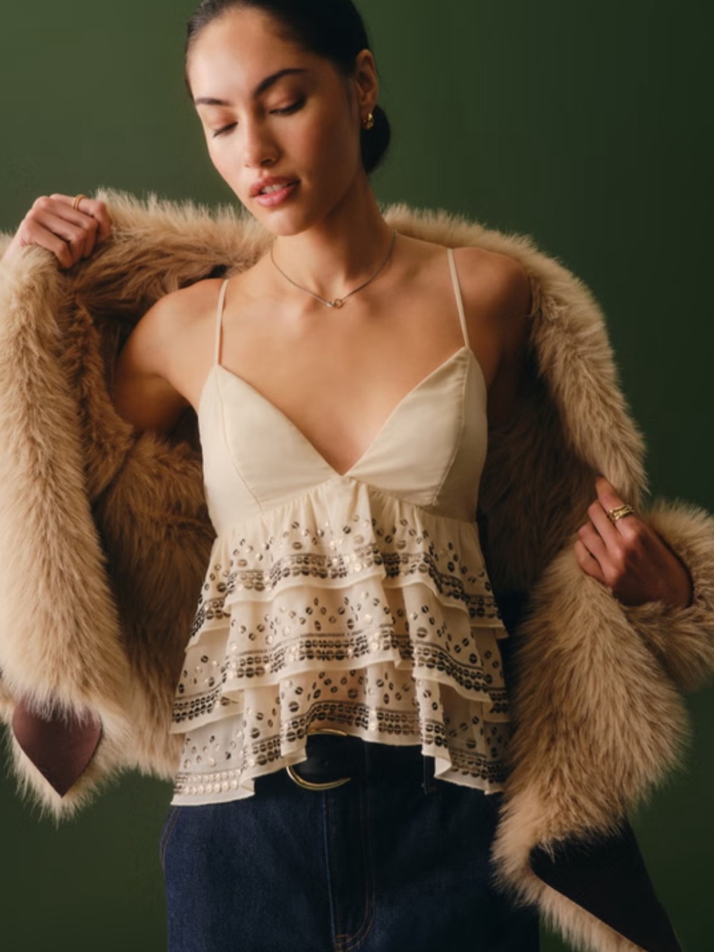 Abercrombie Sequin Tiered Cami